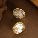 IRREGULAR ABALONE GEOMETRIC EARRINGS_CWMM4325