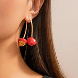 SWEET DOPAMINE ALLOY CHERRY FLOWER EARRINGS_CWAJE1911