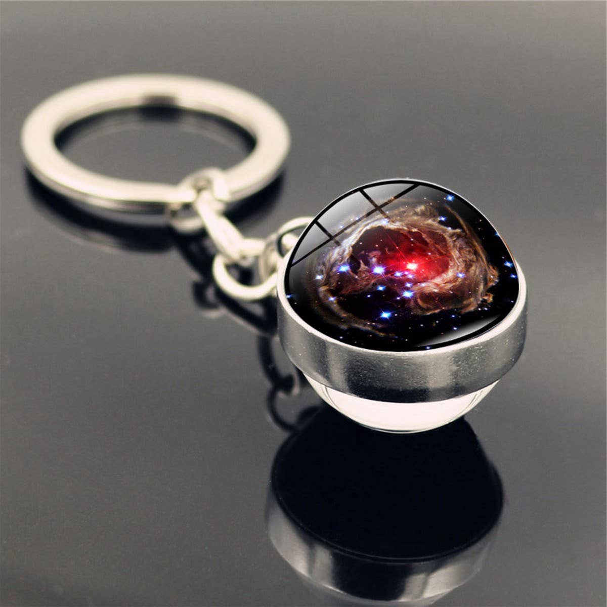 DOUBLE SIDED GLASS BALL KEYCHAIN PENDANT JEWELRY_CWMM0492
