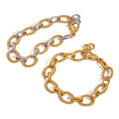 MODERN 18K GOLD SILVER ROPE CROSS CHAIN BRACELET_CWAJE4822