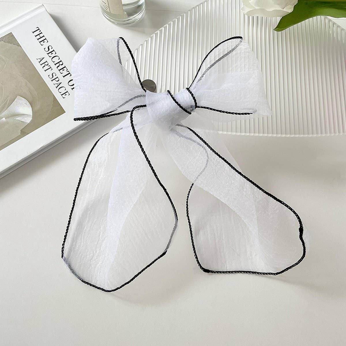 ORGANZA SOLID COLOR LONG SMALL SILK SCARF_CWASC0744