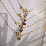 Vintage December Flower Zircon Pendant Bracelet_Cwmm3765