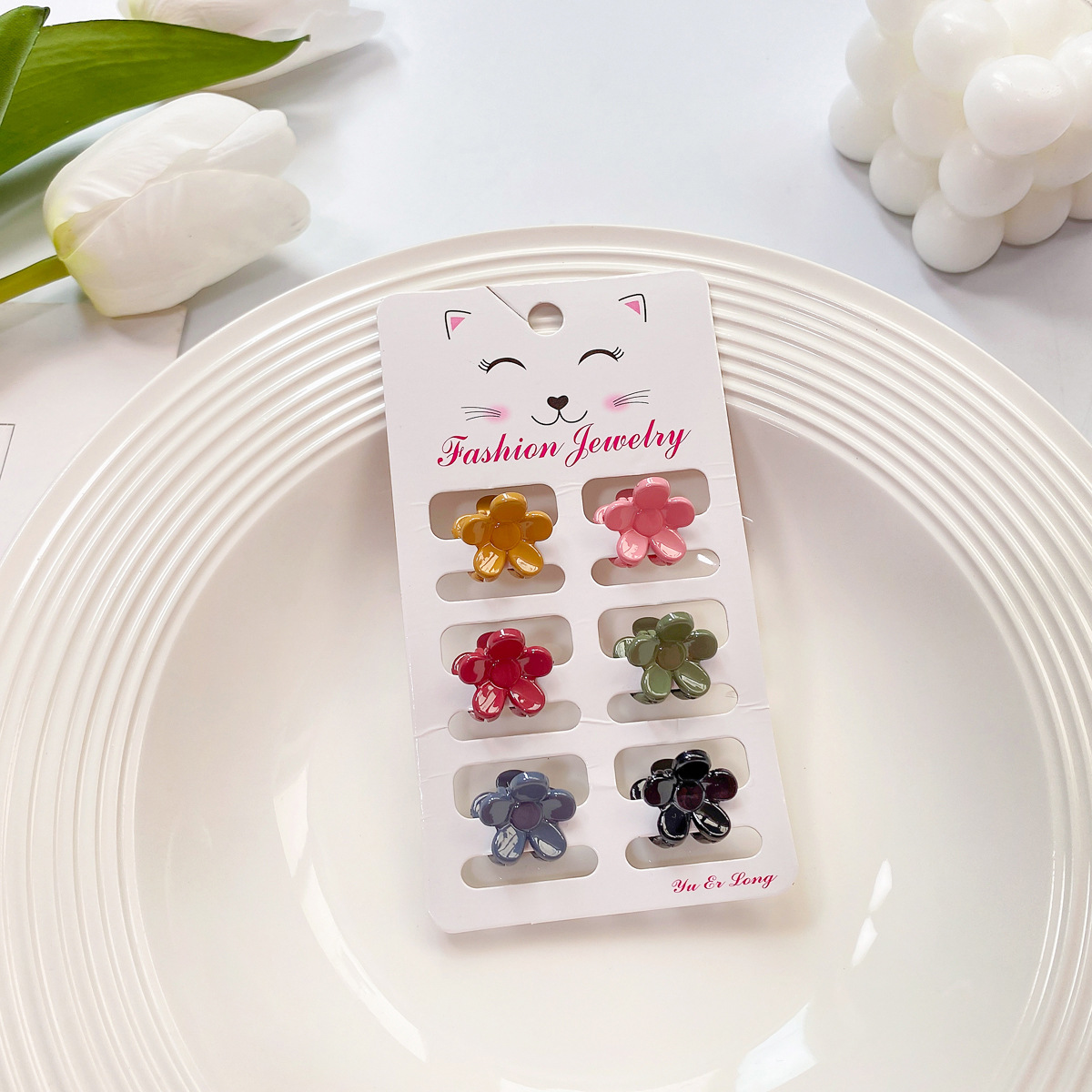 6PCS CANDY COLOR MINI HAIR CLAWS CUTE BANG CLIPS_CWAHA0727