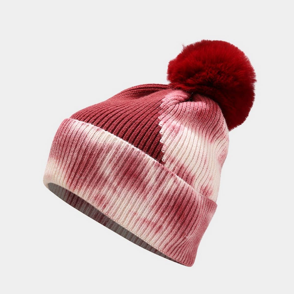 NEW TIE DYE POM POM KNITTED HAT_CWAH1619