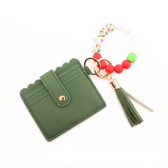SILICONE BEAD CARD WALLET WITH XMAS TREE CHARM_CWAB5000