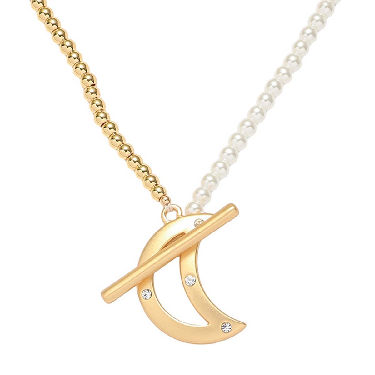 AUTUMN MATT GOLD MOON NECKLACE EARRING SET_CWAJE2915