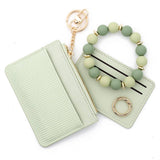 PINK CARD HOLDER WALLET WITH BEADED KEYCHAIN_CWAB4950