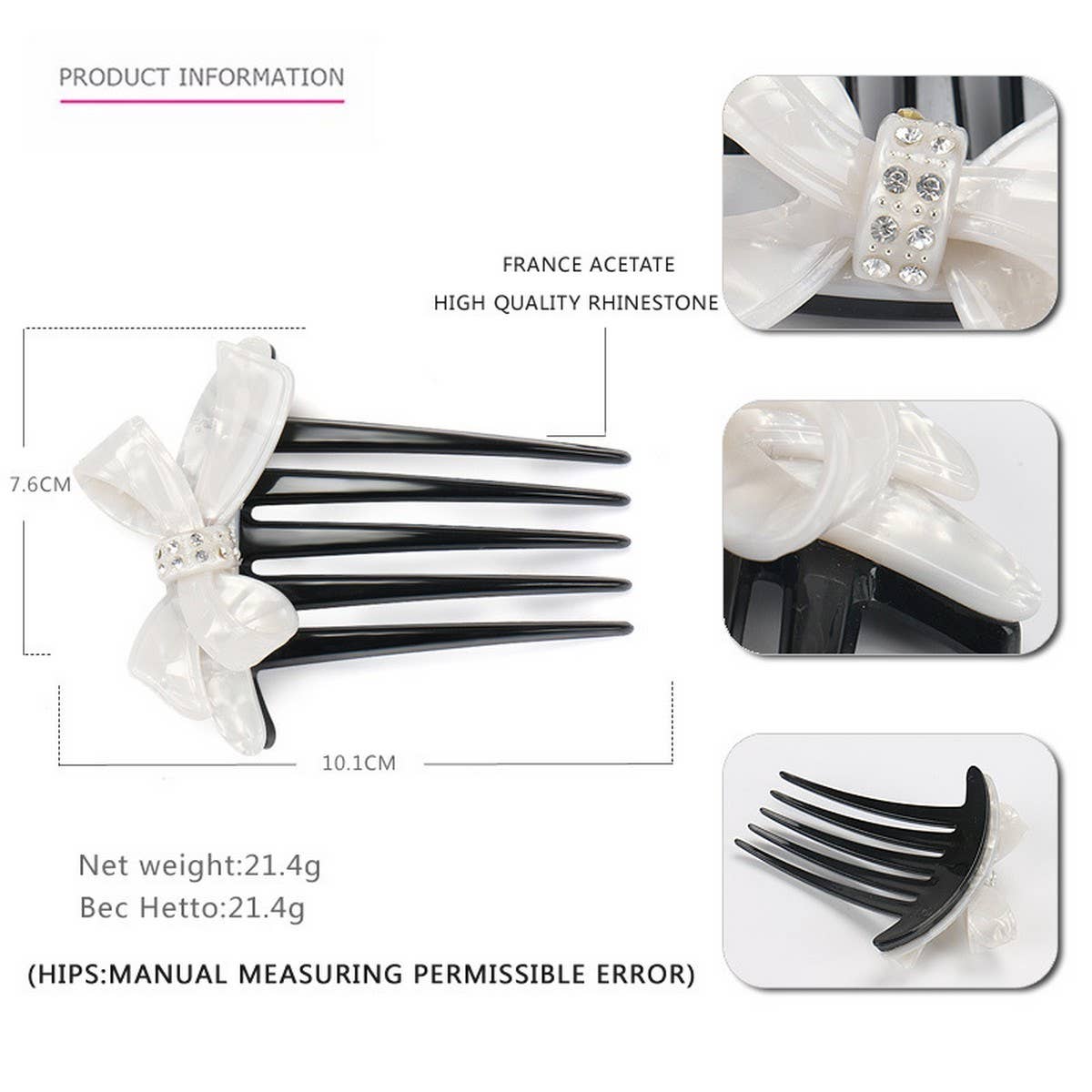 ACETATE BOW COMB HAIRPIN HAIR COMB HAIR FORK_CWAHA4204