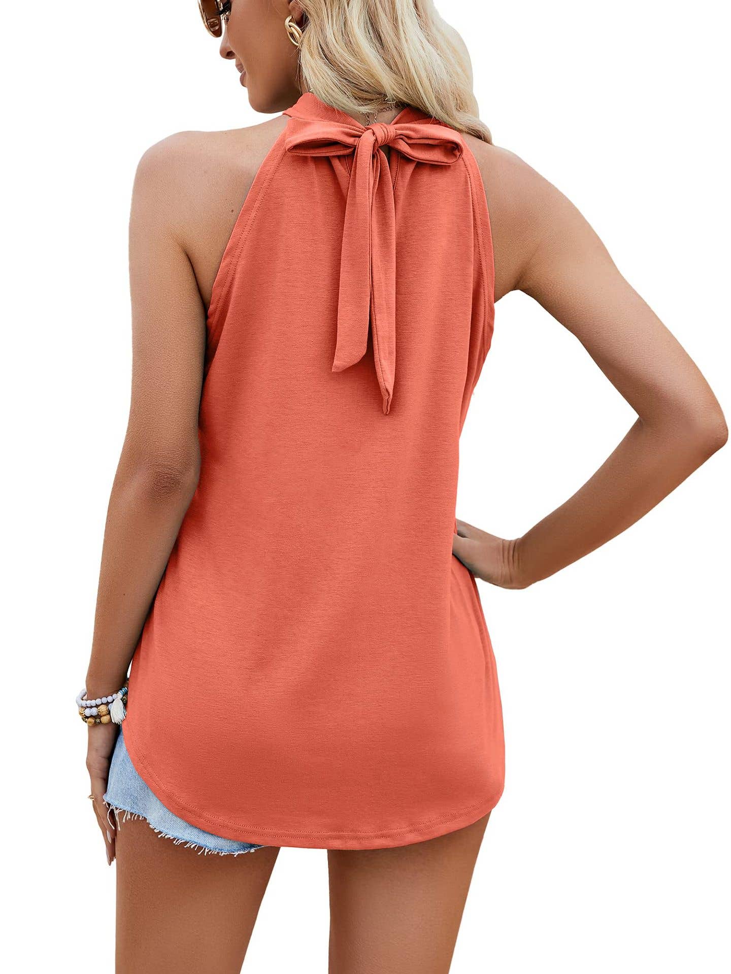 Waistcoat Halter Top Keyhole Sleeveless Shirt