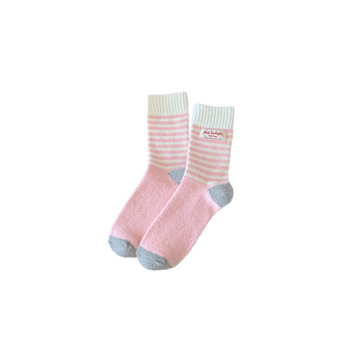 Thick Fleece Striped Crew Slouchy Socks_Cwms03221