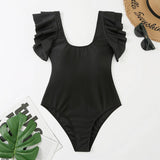 Womens Solid Color Bikini Sexy One-Piece Swimsuit