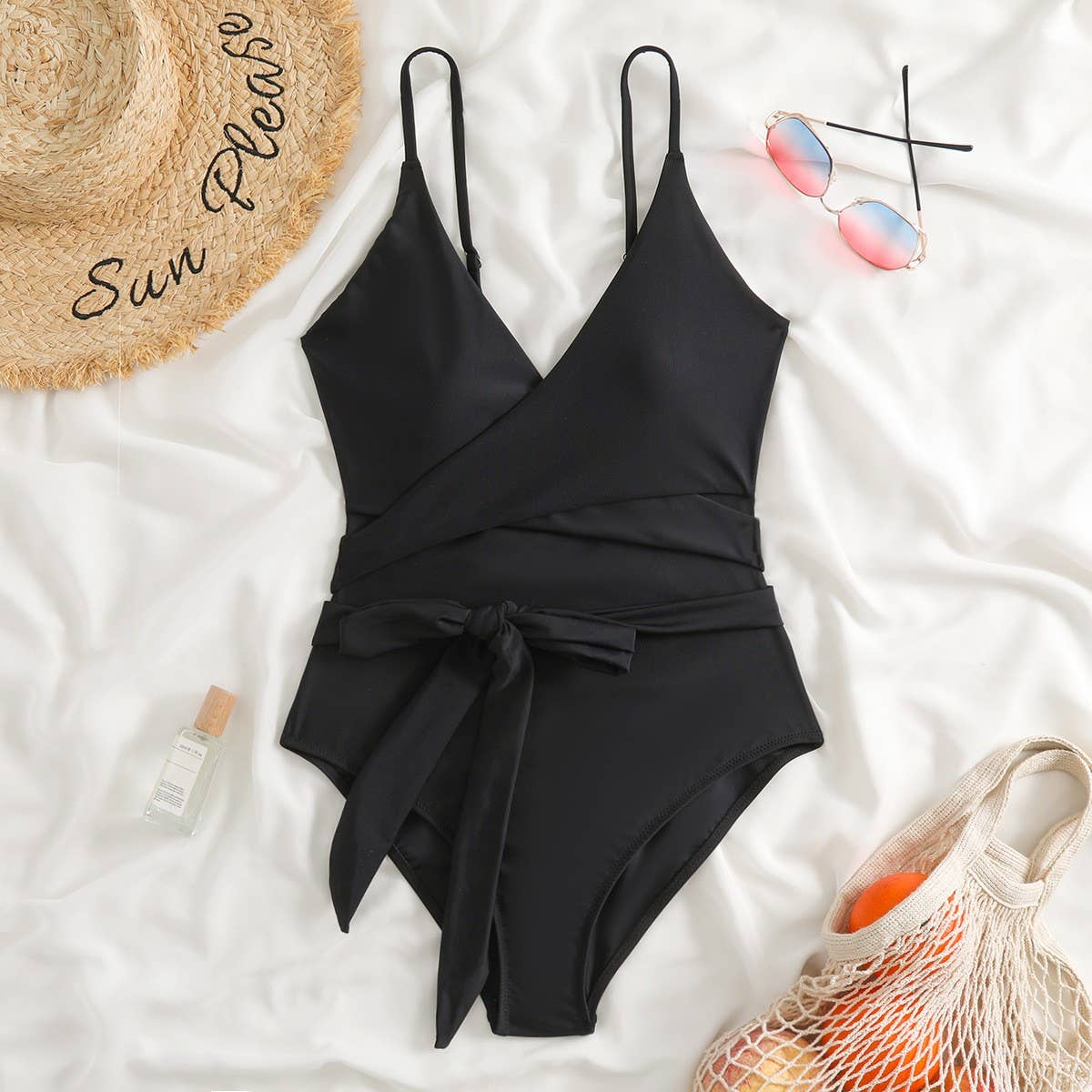 SEXY V NECK CROSS WAIST ONE PIECE SWIMSUIT_CWMW0629