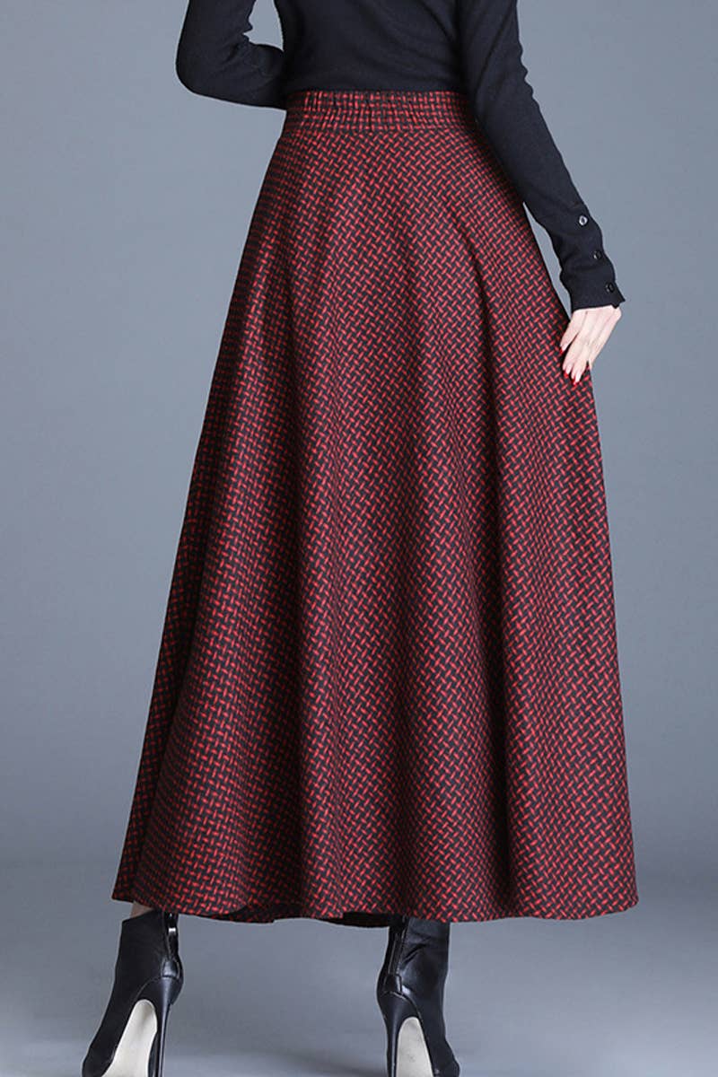 Woolen Thickened Waistline Long Skirt
