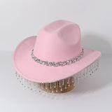Western Rhinestone Pearl Fringe Cowboy Hat_Cwah3643