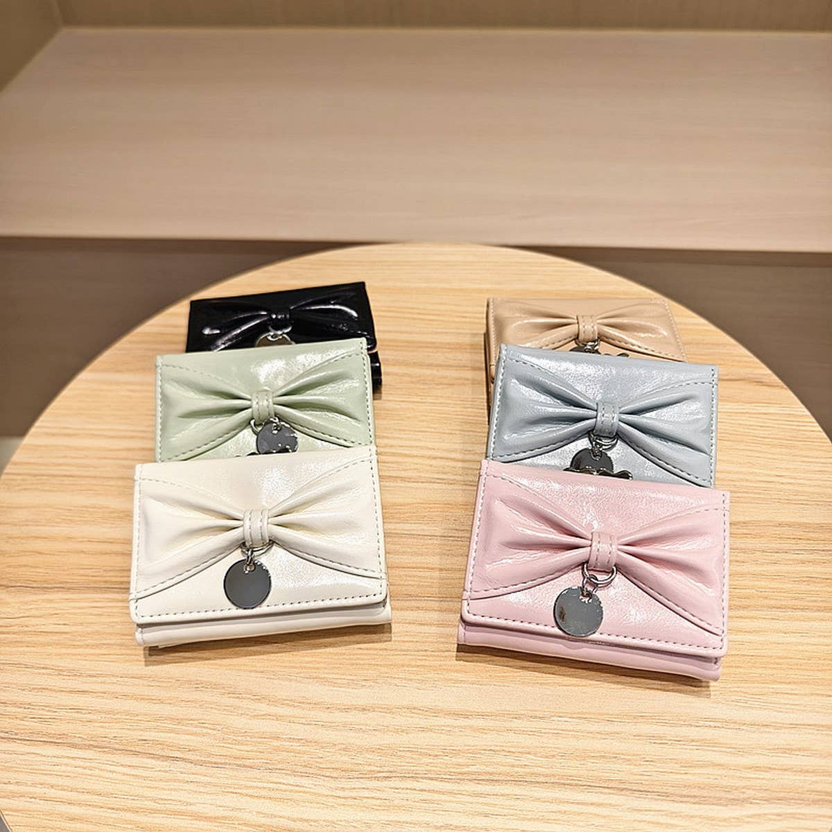 Cute Bow Heart Trifold Wallet With Coin Pouch_Cwab06215