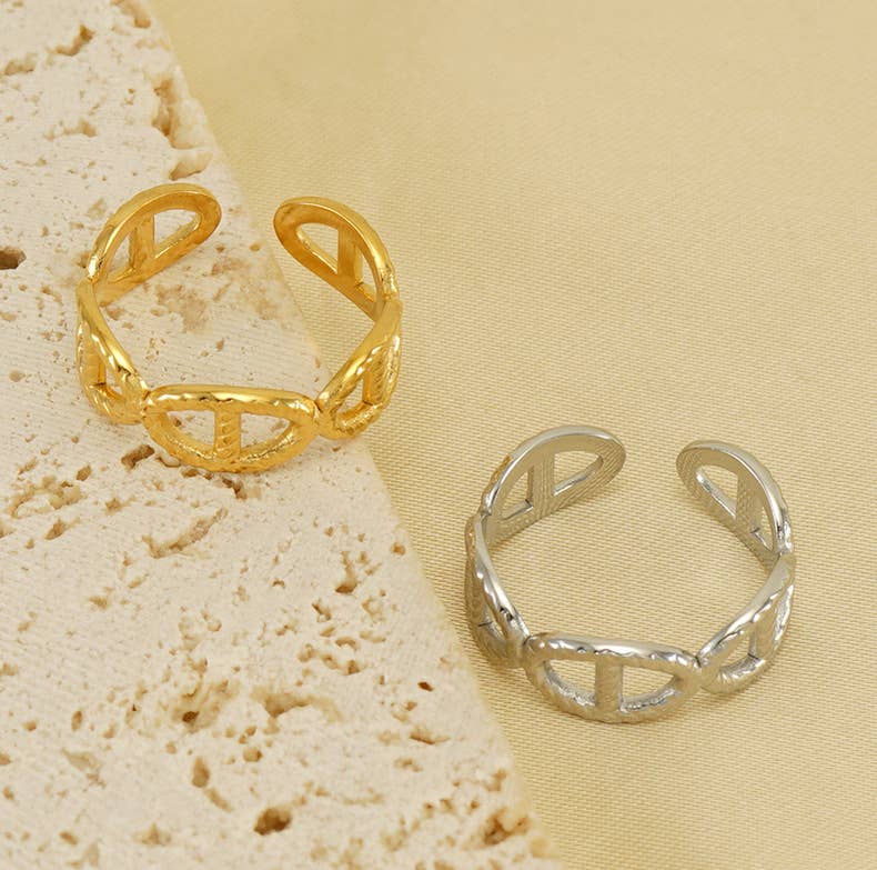 Titanium Cutout Adjustable Stainless Steel Ring