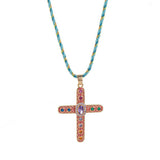 COLORFUL ZIRCON CROSS PENDANT NECKLACE VERSATILE_CWMM6961