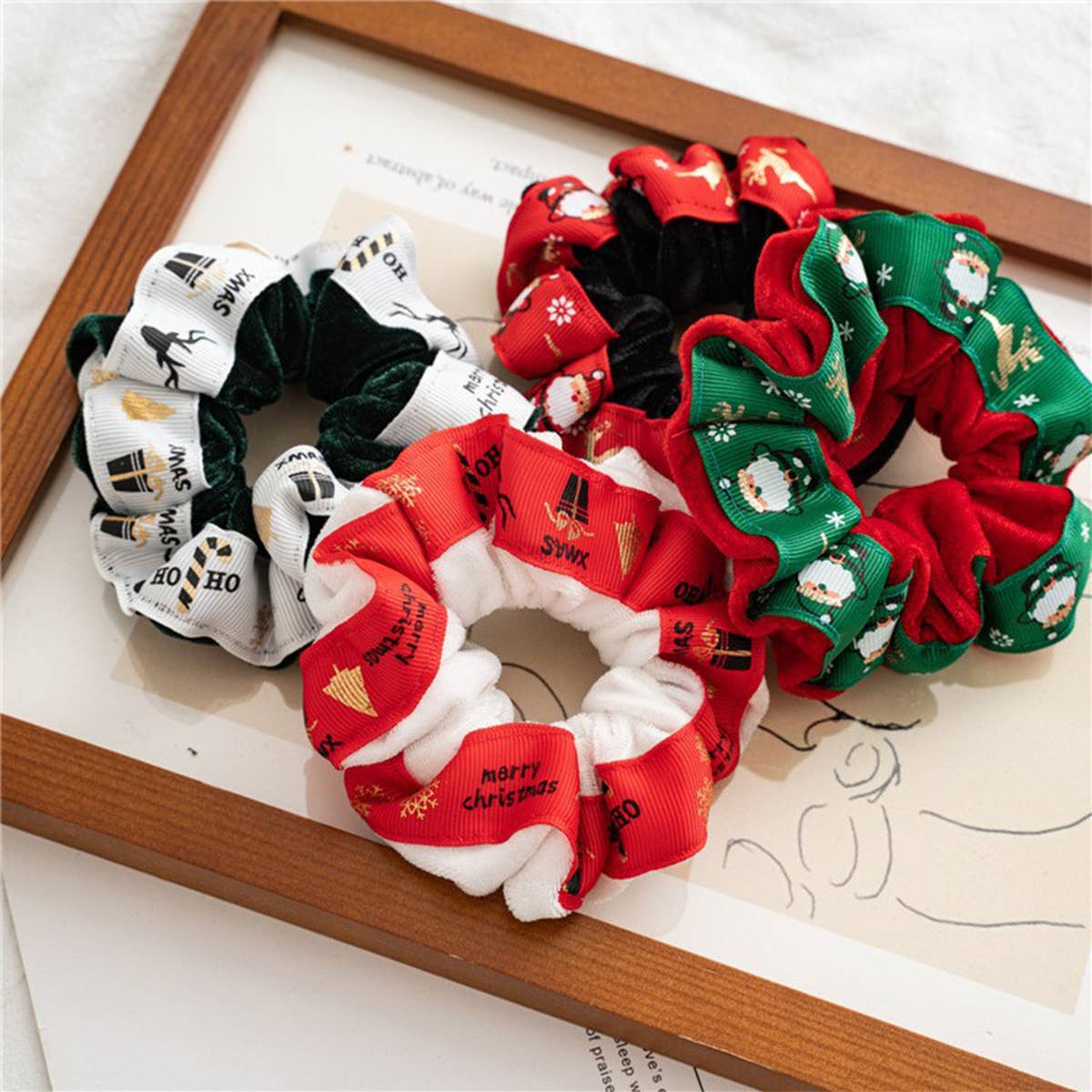 8Pcs Xmas Plush Hair Scrunchies Jingle Bells_Cwaha07590