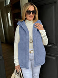 Womens Woolen Hooded Vest Sleeveless Coat