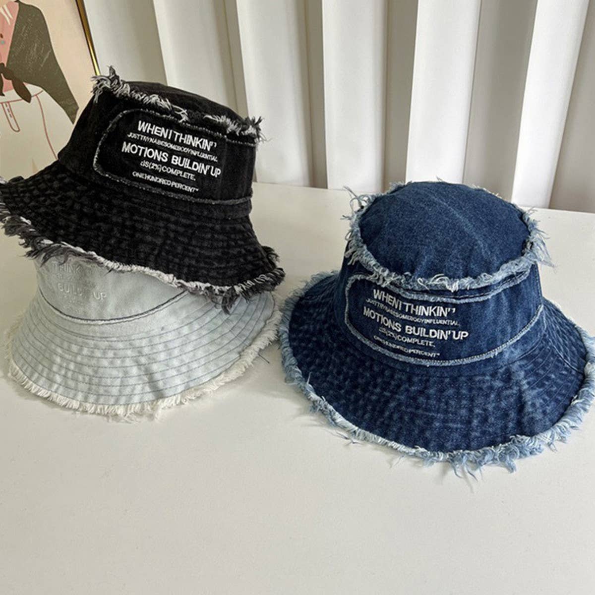 ALL MATCH WASHED LETTER EMBROIDERED BUCKET HAT_CWAB2850