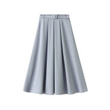 RETRO HIGH WAIST A LINE SKIRT SLIM SKIRT WITH BELT_CWBMS0307