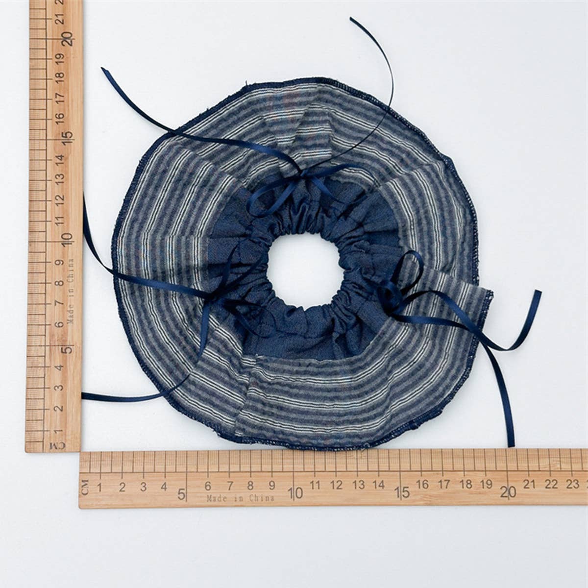 Blue Stripe Denim Scrunchie Retro Style_Cwaha07612