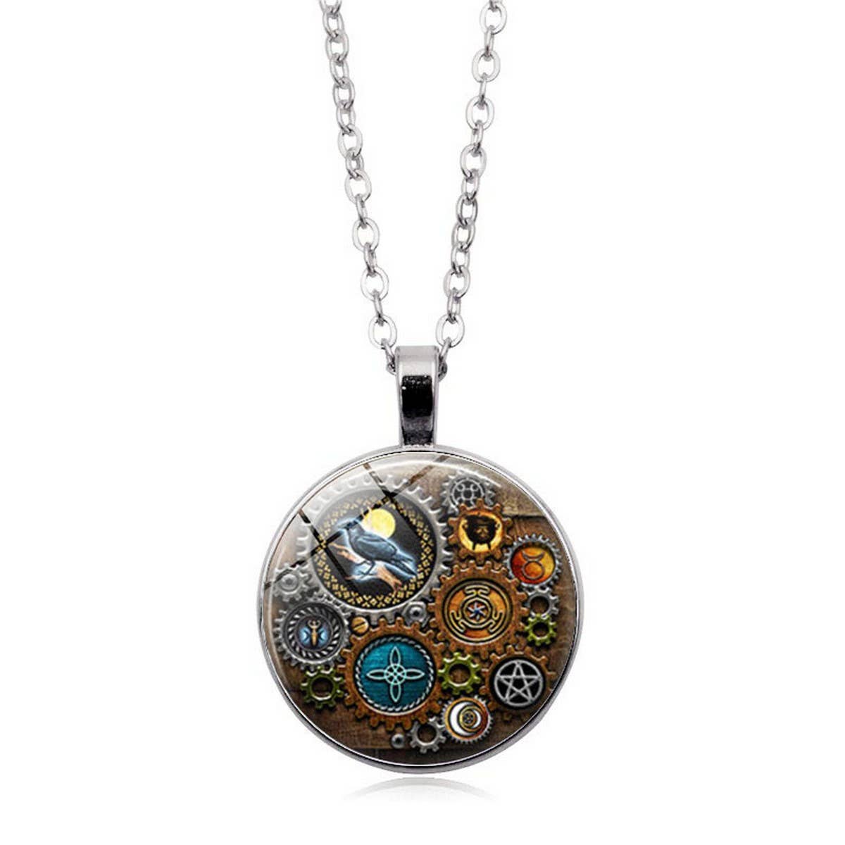 STEAMPUNK MECHANICAL TIME GEM NECKLACE JEWELRY_CWAJE0699