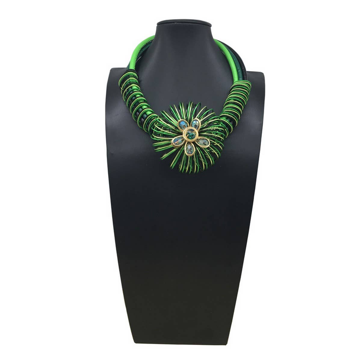 HANDMADE ALUMINUM WIRE FLOWER NECKLACE EARRING SET_CWMM4916