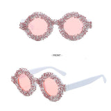 FASHIONABLE ROUND DIAMOND STUDDED SMALL SUNGLASSES_CWASG0856