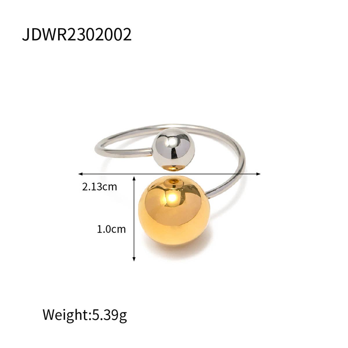 18K GOLD PLATE STAINLESS STEEL BALL RINGS_CWAJE0623
