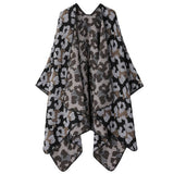 SHAWL KNITTED CAPE LEOPARD PRINT THICK WARM SCARF_CWASC2223