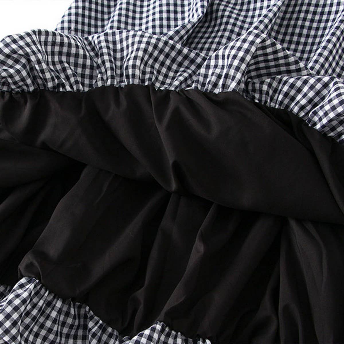 PLAID HIGH WAIST A LINE LANTERN MIDI SKIRT_CWBMS0364