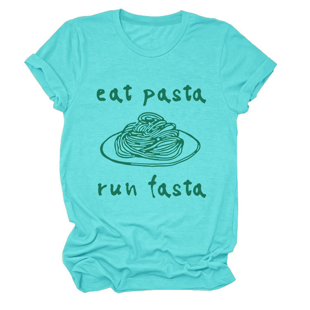 Trendy Womens Short Sleeve Tee Eat Pasta Run