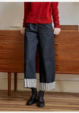Straight-Leg Striped Wide-Leg Jeans