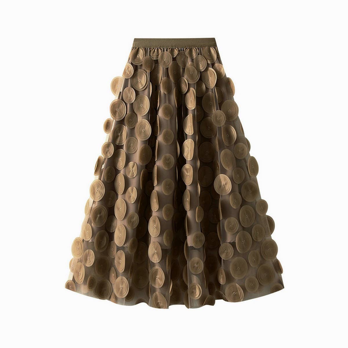 3D POLKA DOT TULLE A LINE FLARED MIDI SKIRT_CWBMS0379