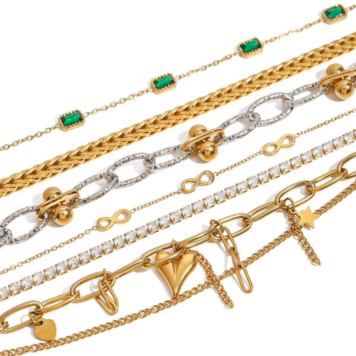 Zircon & Pearl Chain Bracelet In Stainle Steel_Cwaje4658