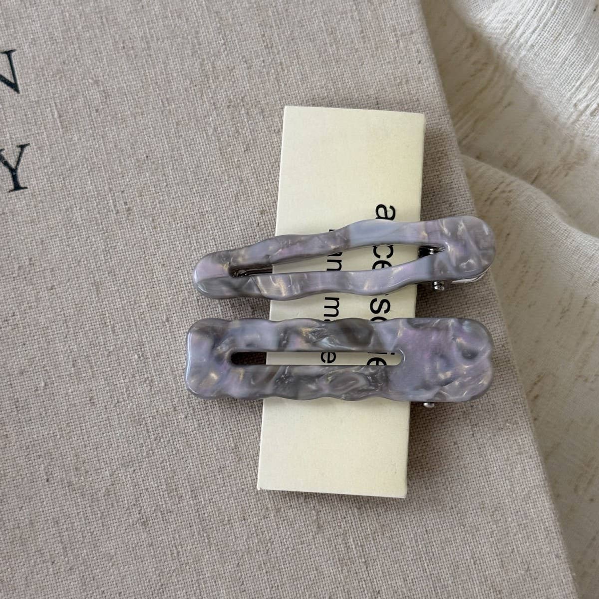Wavy Edge Acetate Hair Clip Set Of Two_Cwaha07951