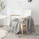 SOLID COLOR HOLLOW TASSEL HAND KNITTED BLANKET_CWMM2369