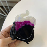 HALLOWEEN PUMPKIN SKULL AND BAT HAIR CLIP_CWASC1584