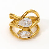 DESIGNER STEEL RING WITH ZIRCON IRREGULAR SHAPE_CWMM8935