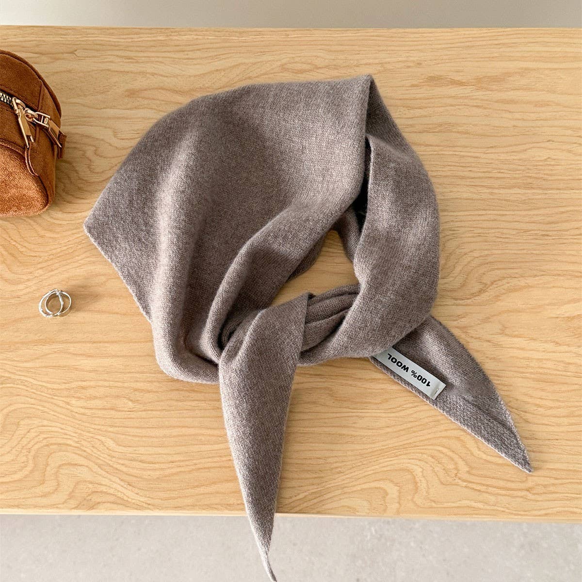 100% Wool Triangle Scarf Warm Knit Shawl_Cwov00262