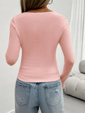 Womens Slim-Fit U-Neck Long Sleeve Top