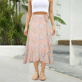 ONE PIECE PRINTED LONG SKIRT IRREGULAR CASUAL SKIRT_CWAB4813