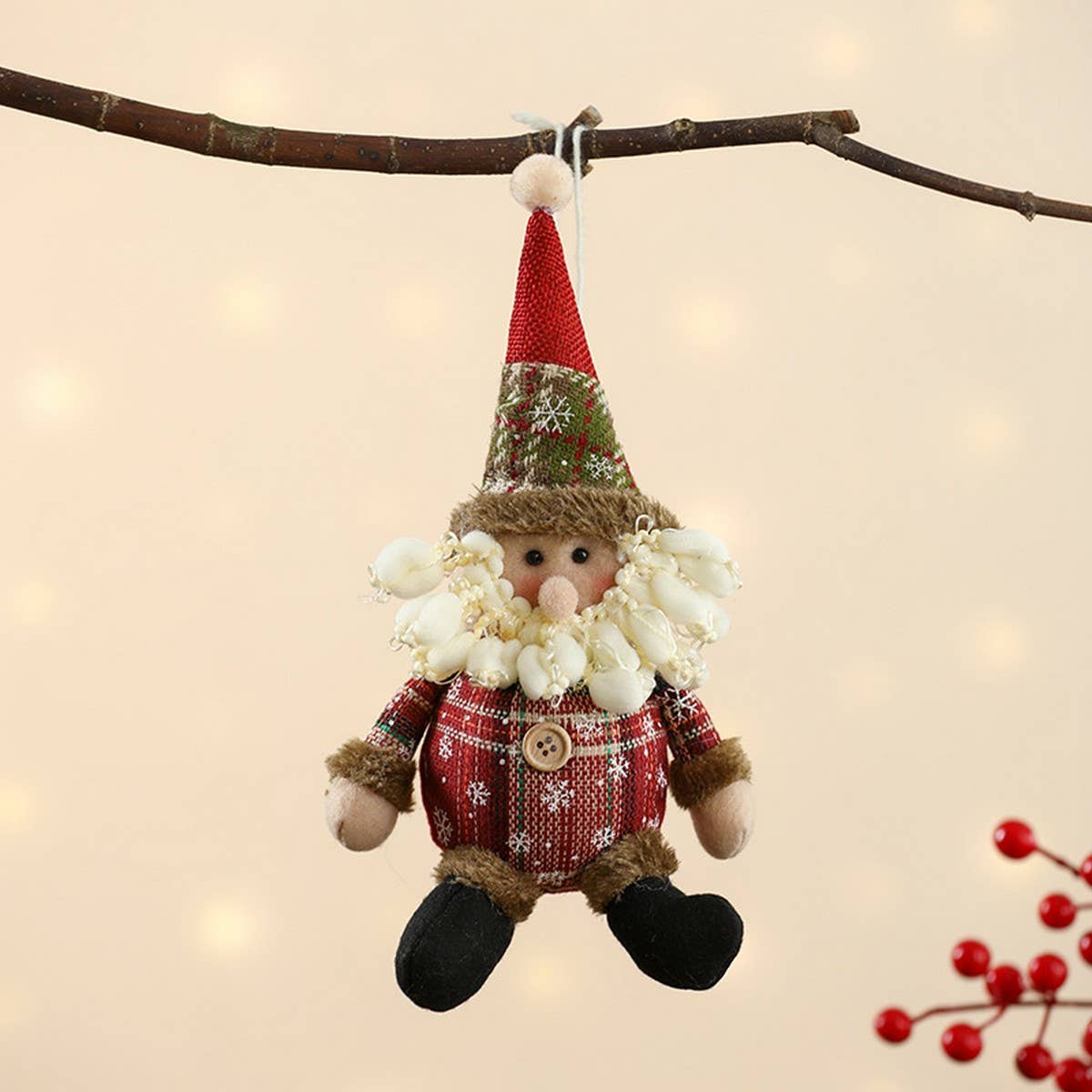 CHRISTMAS PLAID FABRIC DOLL PENDANT_CWMM1922