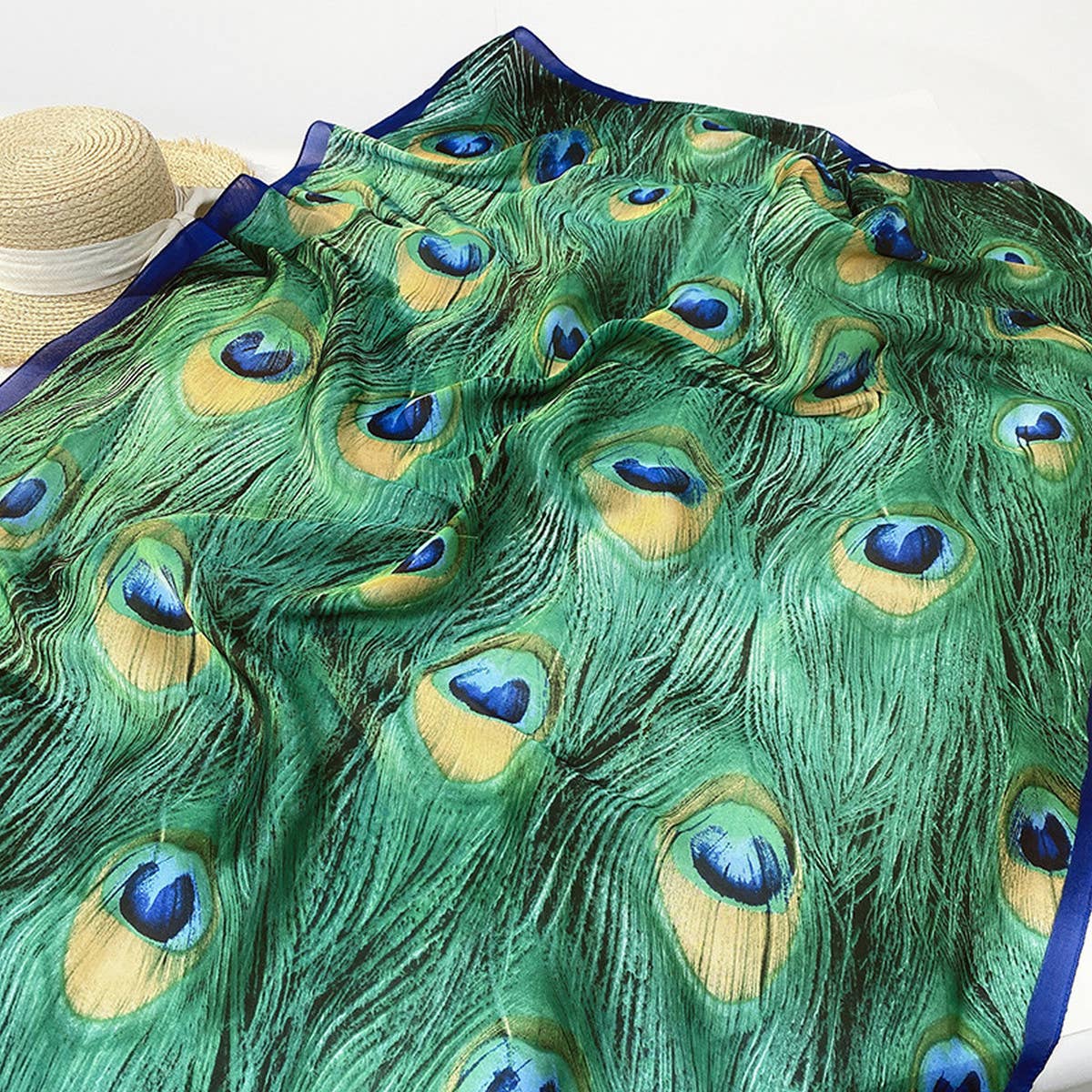 COLOR PLAID SATIN SCARF WRAP FOR SUMMER SUN_CWASC0238