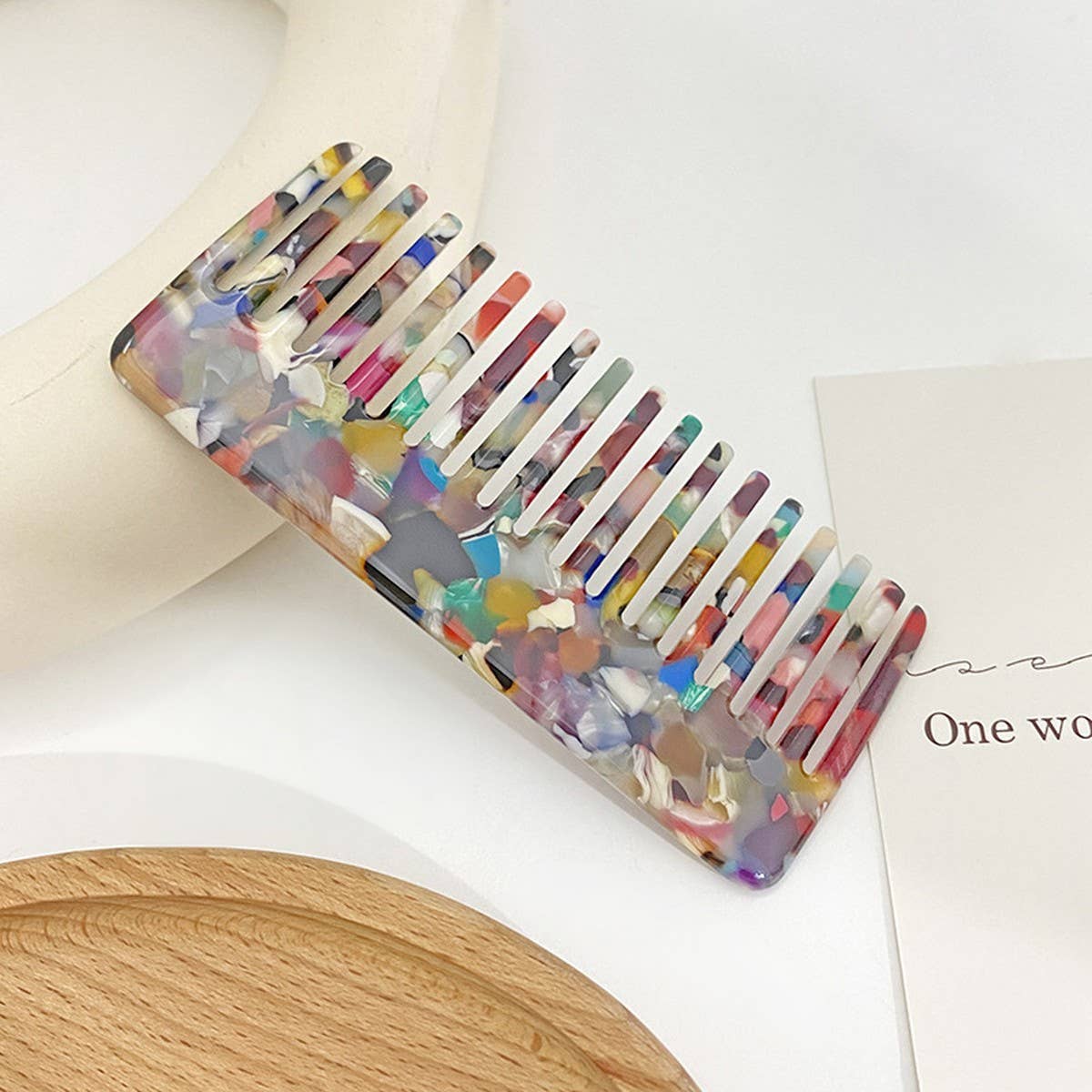 RETRO ACETATE HAIR COMB FLORAL COLORFUL DESIGN_CWMM6401