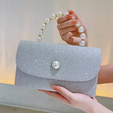 Vintage Pearl Bag Silver Small Square Bag_Cwab2517