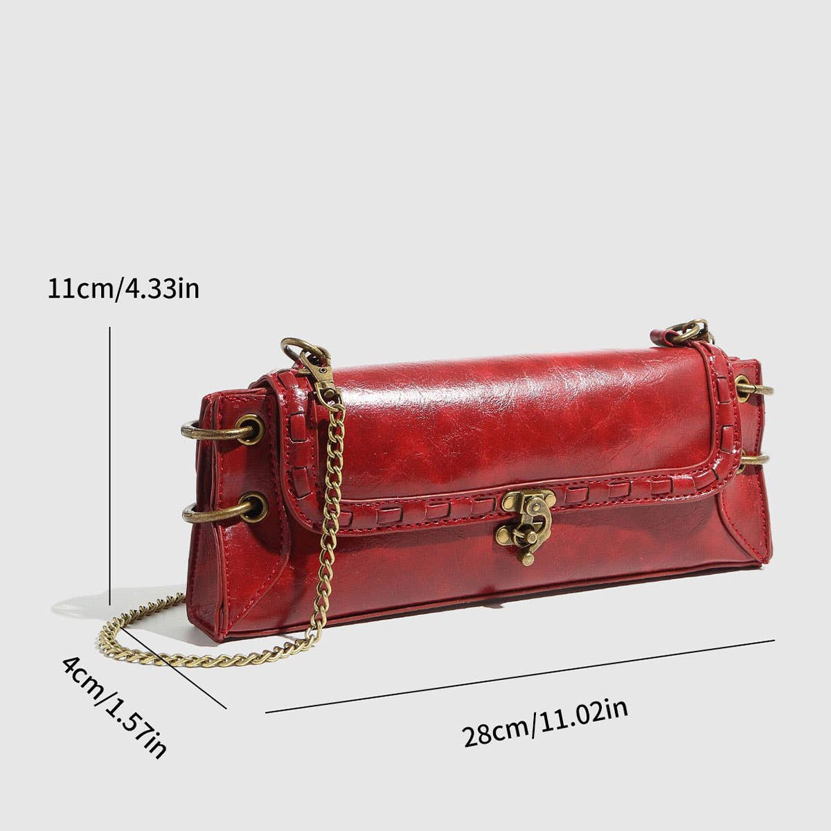 RETRO BRONZE LOCK BIKER SHOULDER CROSSBODY_CWAB5725