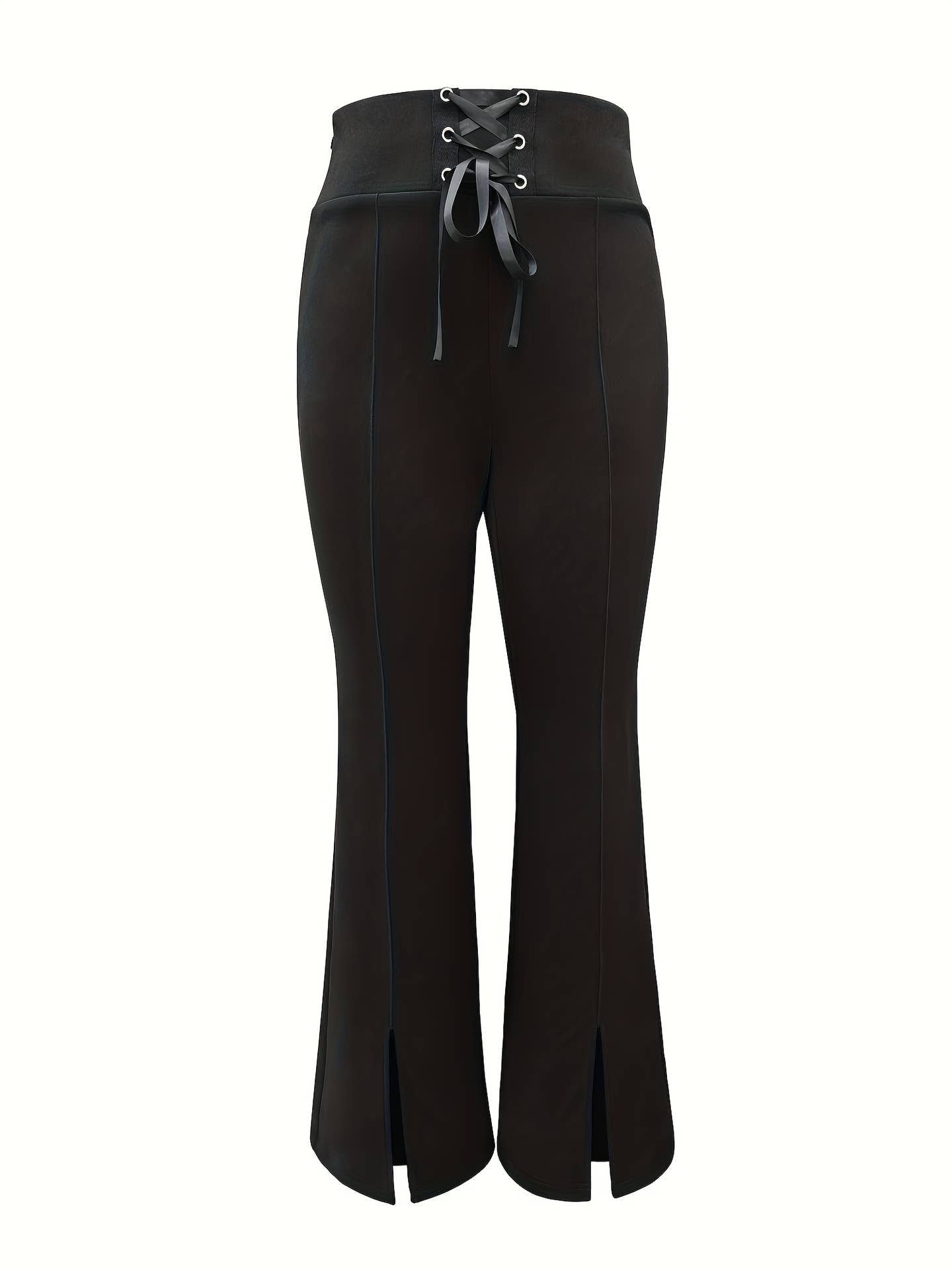 Waist Strap Adjustable Slit Micro Flare Pants