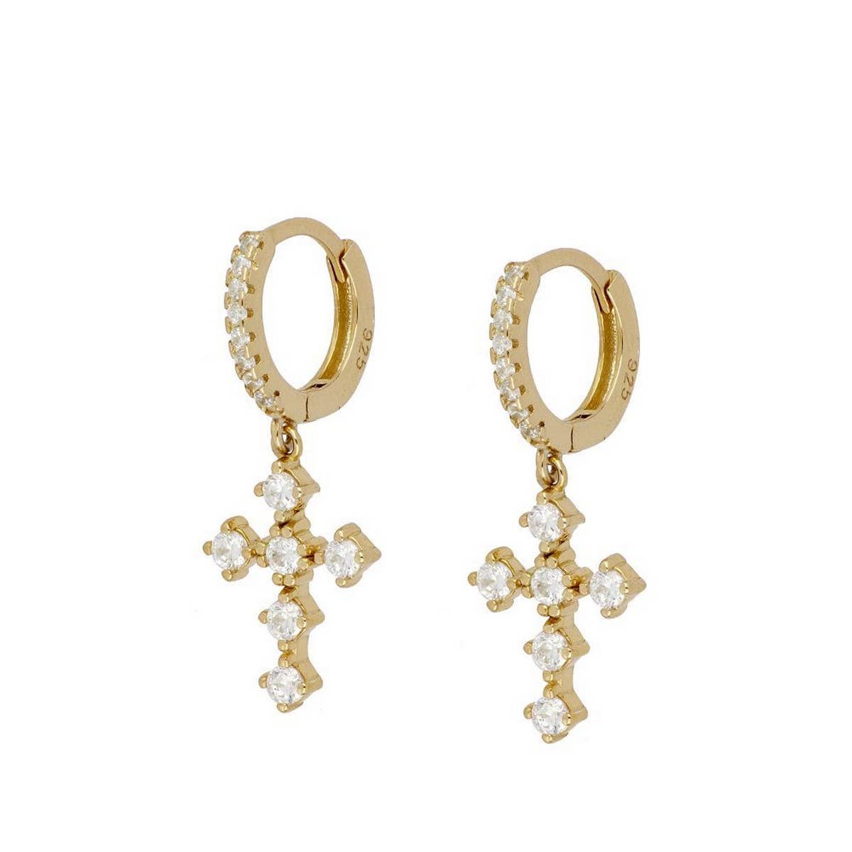 COLORFUL FRENCH CROSS DIAMOND EARRINGS_CWAJE1733